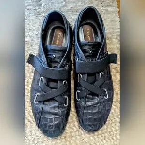 Cesare Paciotti • Black Croc Embossed Leather Crisscross Velcro Loafers RARE Cesare Paciotti | Shoes | Cesare Paciotti Black Croc  main image 4